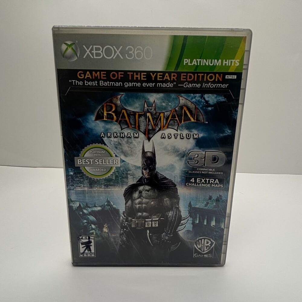 Batman: Arkham Asylum GOTY Platinum Hits (Xbox 360, 2010) Complete W/ Manual